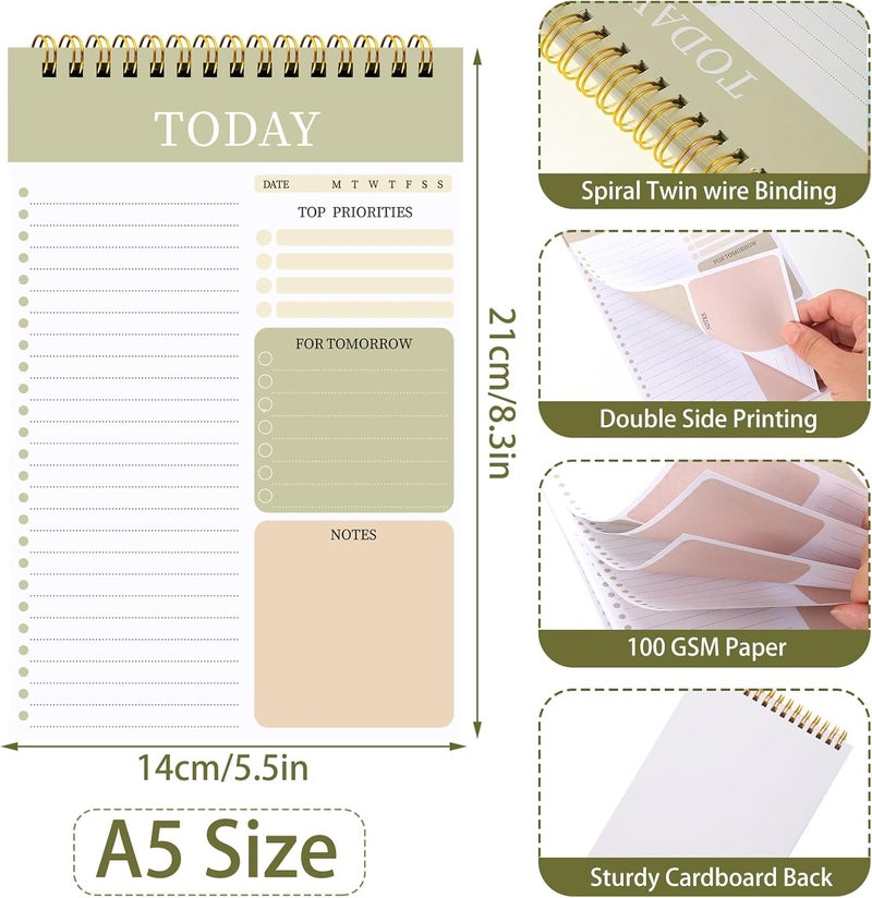 Thboxes 2 Packs To Do List Notepad, Total 208 Pages To Do List Notebook A5 Undated Daily Planner Notepad with Task Checklist Home Office School Supplies - Image 2